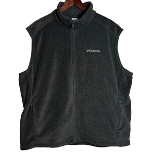 Columbia Fleece Full Zip Sleeveless Vest Mock Neck Zippered Pockets Black XL
